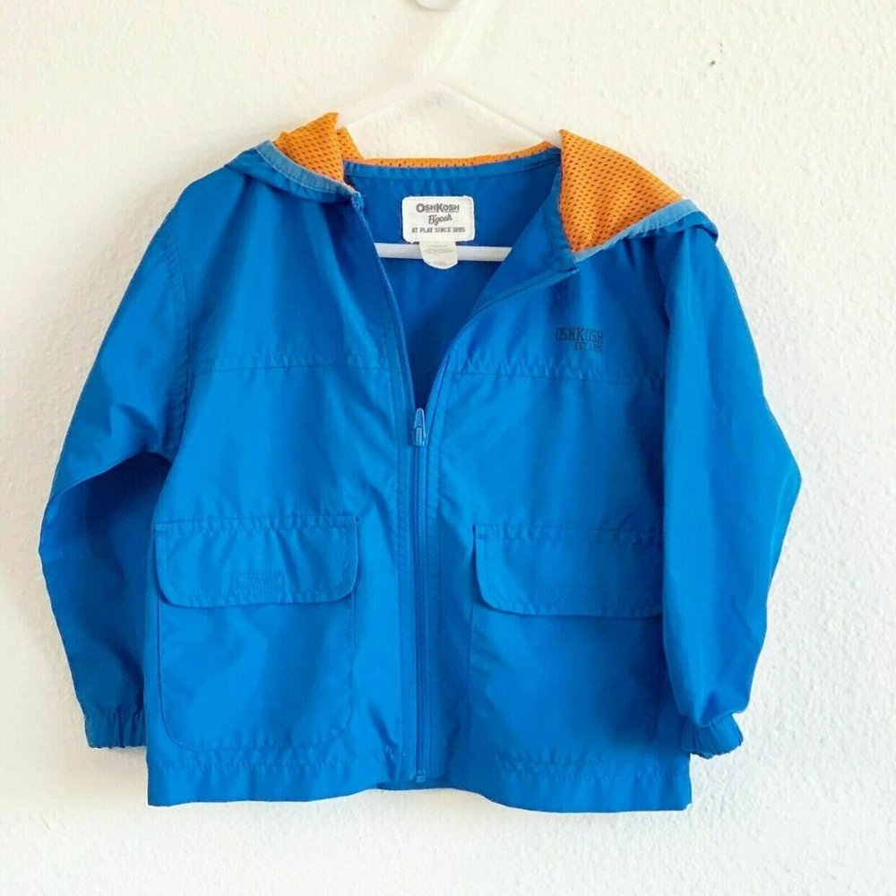 Osh Kosh Boys Sz 2T Toddler Blue Jacket Hood